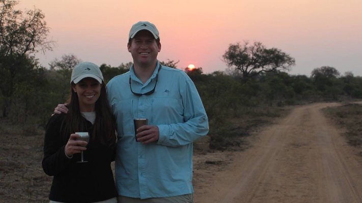Cunninghams enjoy sundowners on safari